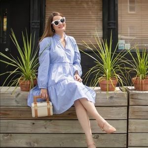 J Crew MT tall Tiered Popover Dress Striped Cotton